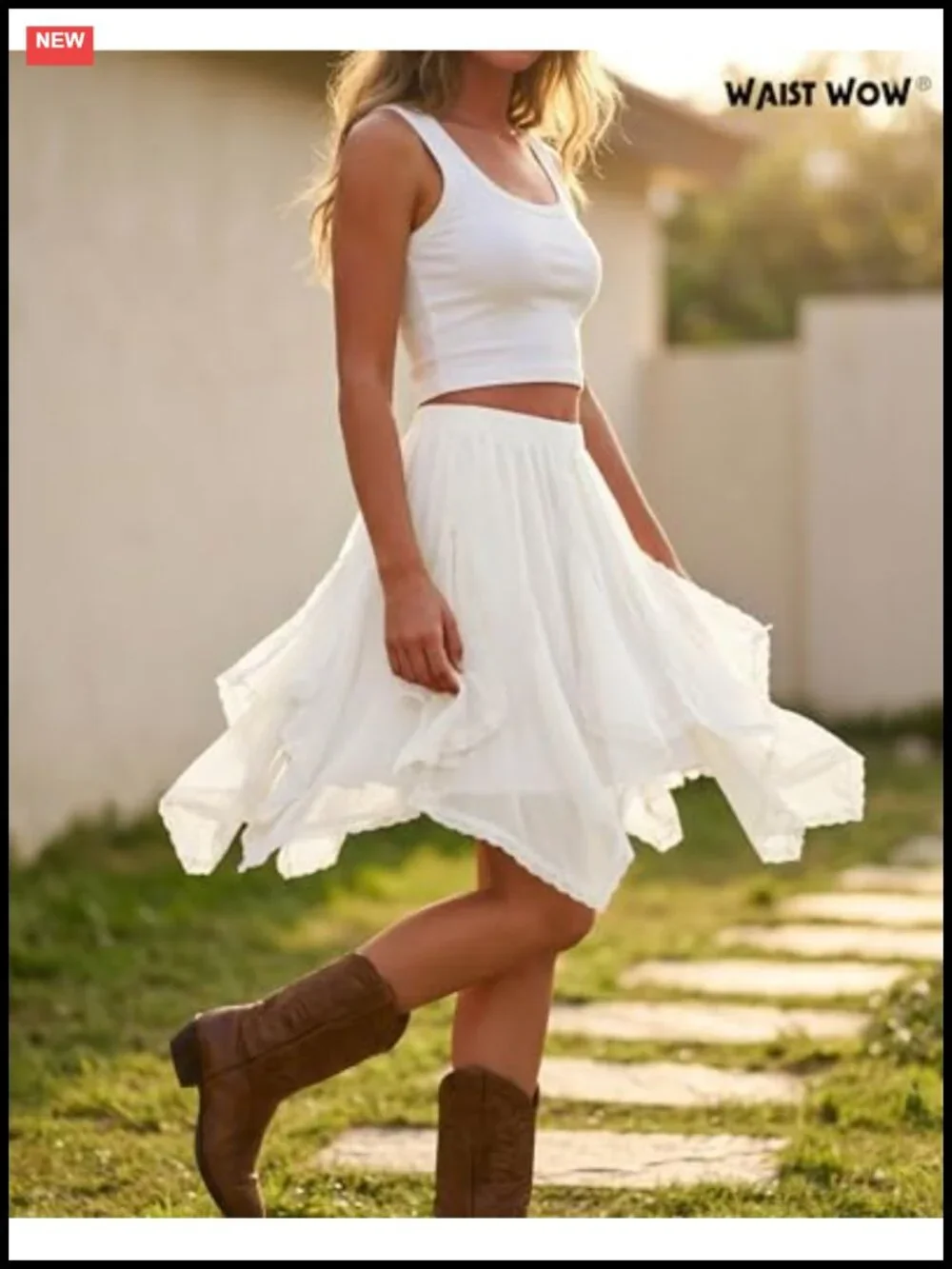 Chiffon Mini Skirt Flowy Ruffle Lace Tulle A-Line